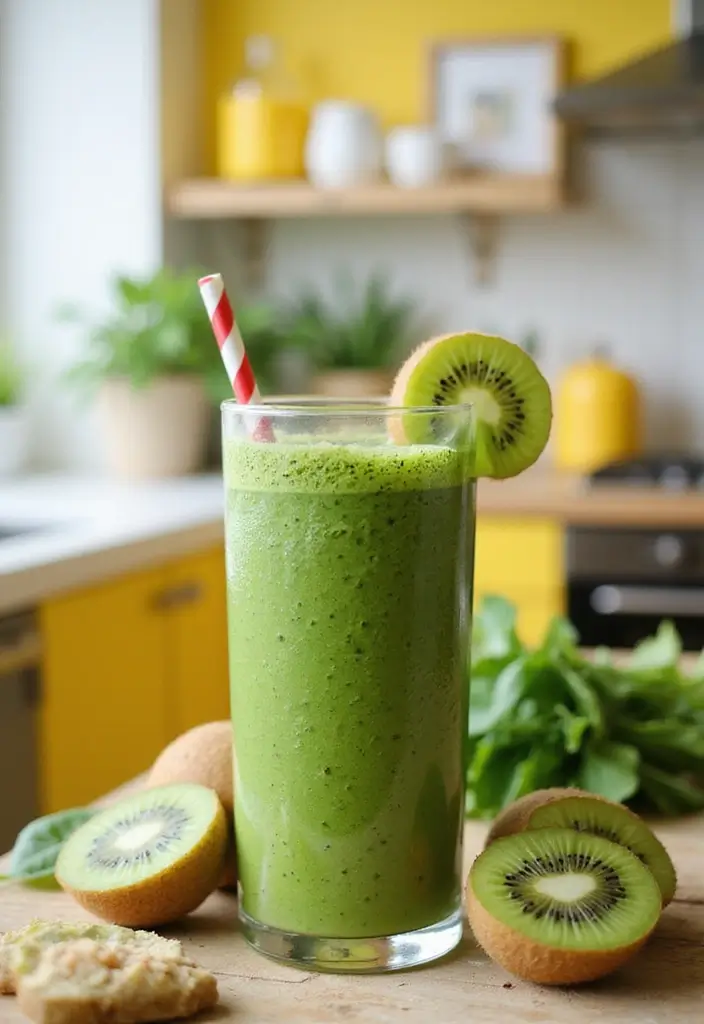 25 Baby Spinach Smoothie Recipes for a Fresh Green Start - 13. Spinach Kiwi Smoothie