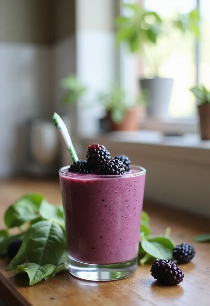 25 Baby Spinach Smoothie Recipes for a Fresh Green Start - 25. Spinach and Blackberry Smoothie
