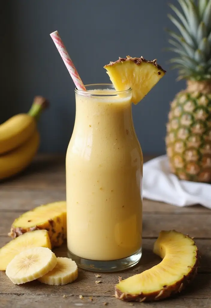 25 Banana Pineapple Smoothie Recipes That Feel Like a Vacation 8 25 Banana Pineapple Smoothie Recipes That Feel Like a Vacation - 2. Pineapple Banana Protein Booster