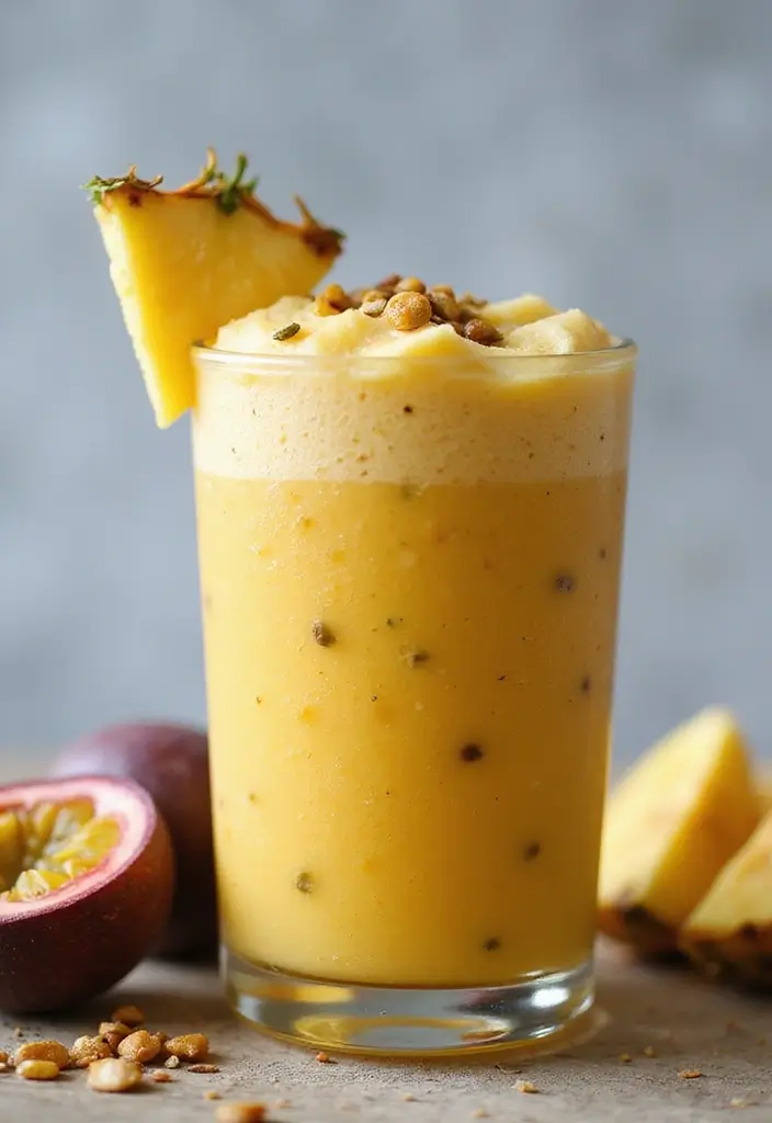 25 Banana Pineapple Smoothie Recipes That Feel Like a Vacation 159 25 Banana Pineapple Smoothie Recipes That Feel Like a Vacation - 25. Banana Pineapple Passionfruit Smoothie