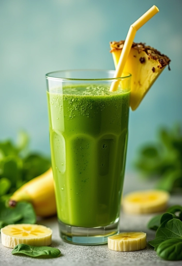 25 Banana Pineapple Smoothie Recipes That Feel Like a Vacation 15 25 Banana Pineapple Smoothie Recipes That Feel Like a Vacation - 3. Tropical Green Paradise