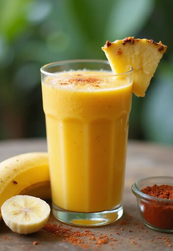 25 Banana Pineapple Smoothie Recipes That Feel Like a Vacation 36 25 Banana Pineapple Smoothie Recipes That Feel Like a Vacation - 6. Spicy Banana Pineapple Kick