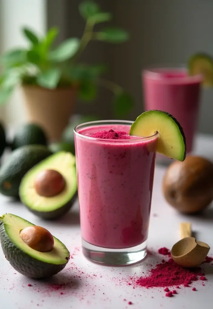 25 Beet Powder Smoothie Recipes for a Natural Boost of Color and Health 78 25 Beet Powder Smoothie Recipes for a Natural Boost of Color and Health - 12. Beet Avocado Smoothie