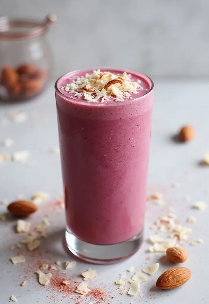 25 Beet Powder Smoothie Recipes for a Natural Boost of Color and Health 92 25 Beet Powder Smoothie Recipes for a Natural Boost of Color and Health - 14. Beet Almond Joy Smoothie