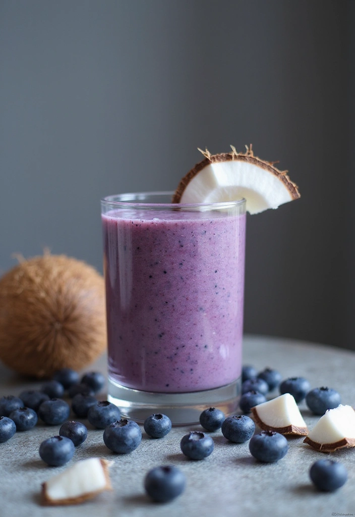 25 Best Protein Smoothie Recipes for Muscle Recovery and Energy 71 25 Best Protein Smoothie Recipes for Muscle Recovery and Energy - 11. Blueberry Coconut Smoothie