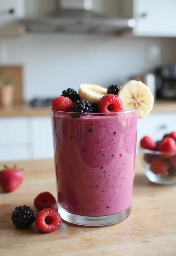 25 Easy Smoothie Recipes with Frozen Fruit and Protein Shakes for Busy Mornings 1 25 Easy Smoothie Recipes with Frozen Fruit and Protein Shakes for Busy Mornings - 1. Berry Blast Protein Smoothie