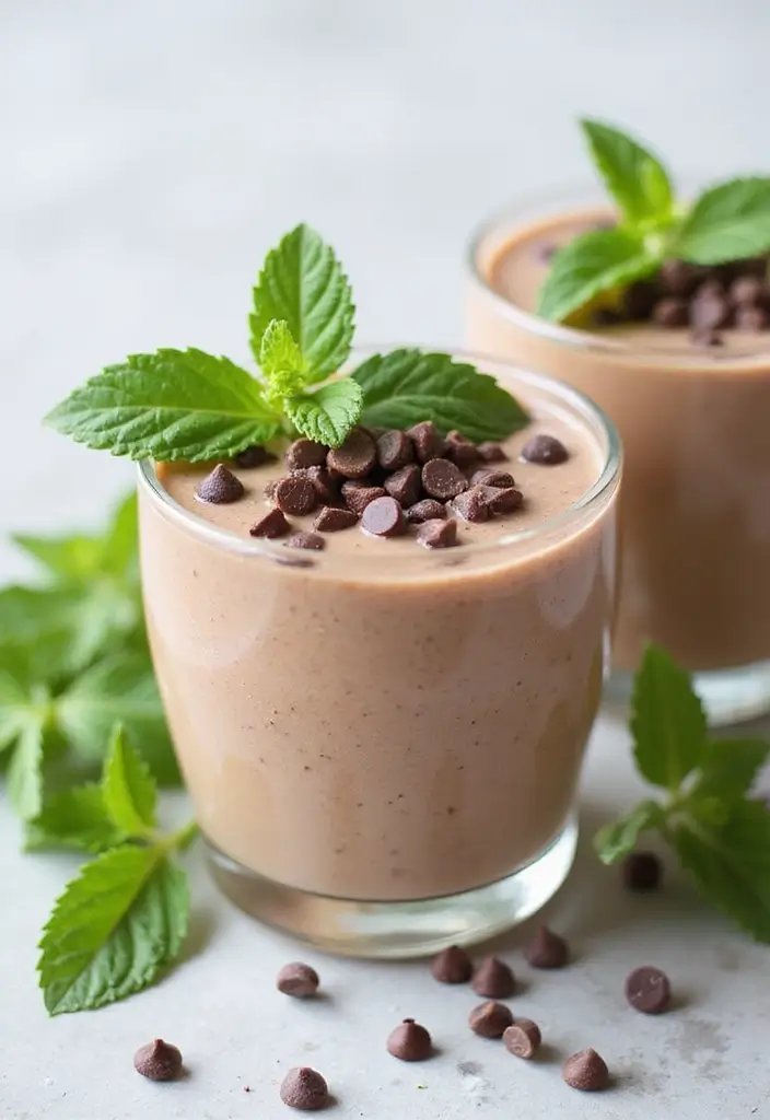 25 Easy Smoothie Recipes with Frozen Fruit and Protein Shakes for Busy Mornings 83 25 Easy Smoothie Recipes with Frozen Fruit and Protein Shakes for Busy Mornings - 13. Mint Chocolate Chip Smoothie