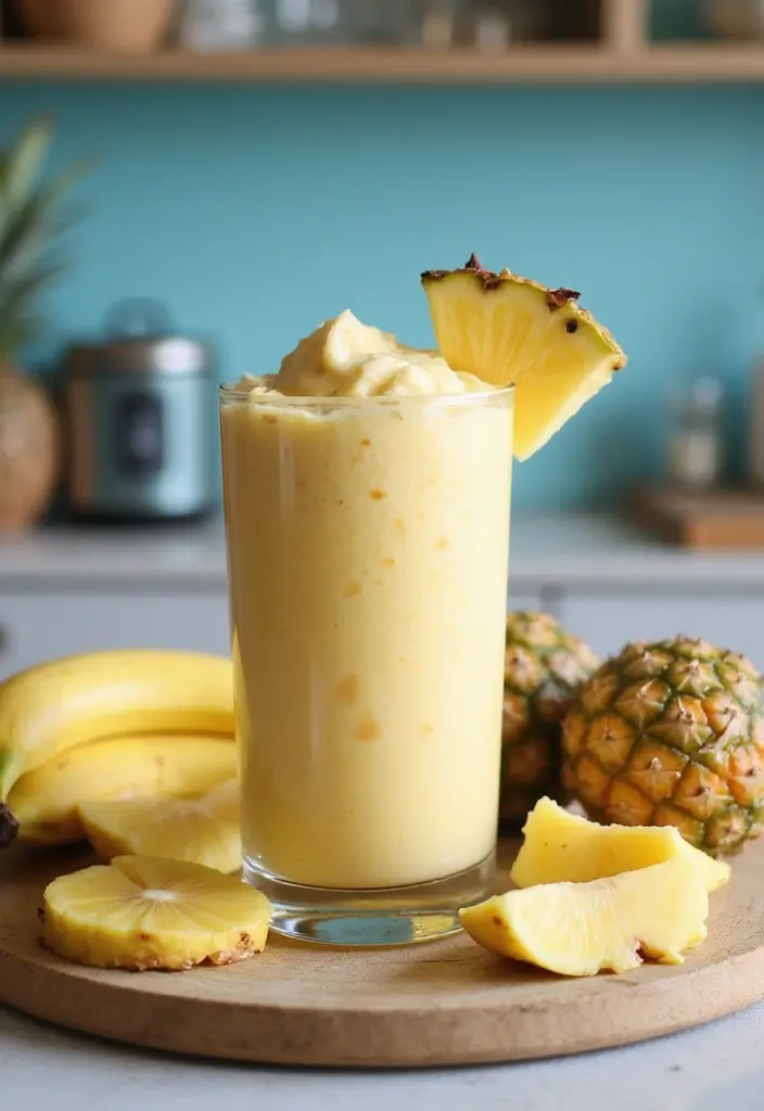 25 Easy Smoothie Recipes with Frozen Fruit and Protein Shakes for Busy Mornings 123 25 Easy Smoothie Recipes with Frozen Fruit and Protein Shakes for Busy Mornings - 19. Banana Pineapple Green Smoothie