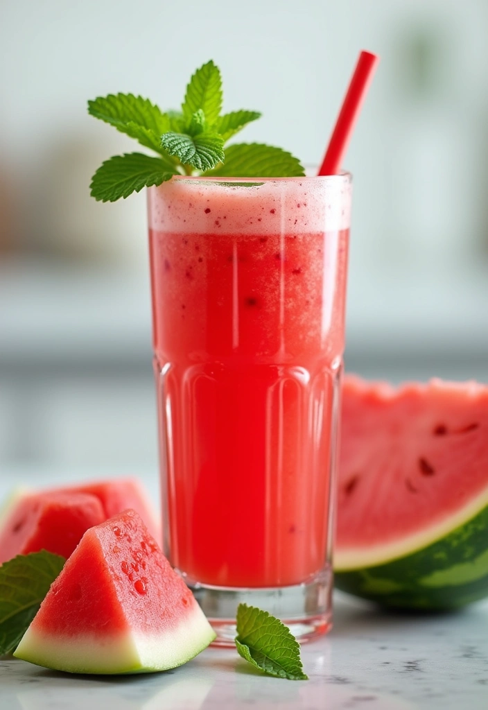 25 Easy Smoothie Recipes with Frozen Fruit and Protein Shakes for Busy Mornings 34 25 Easy Smoothie Recipes with Frozen Fruit and Protein Shakes for Busy Mornings - 6. Refreshing Watermelon Smoothie