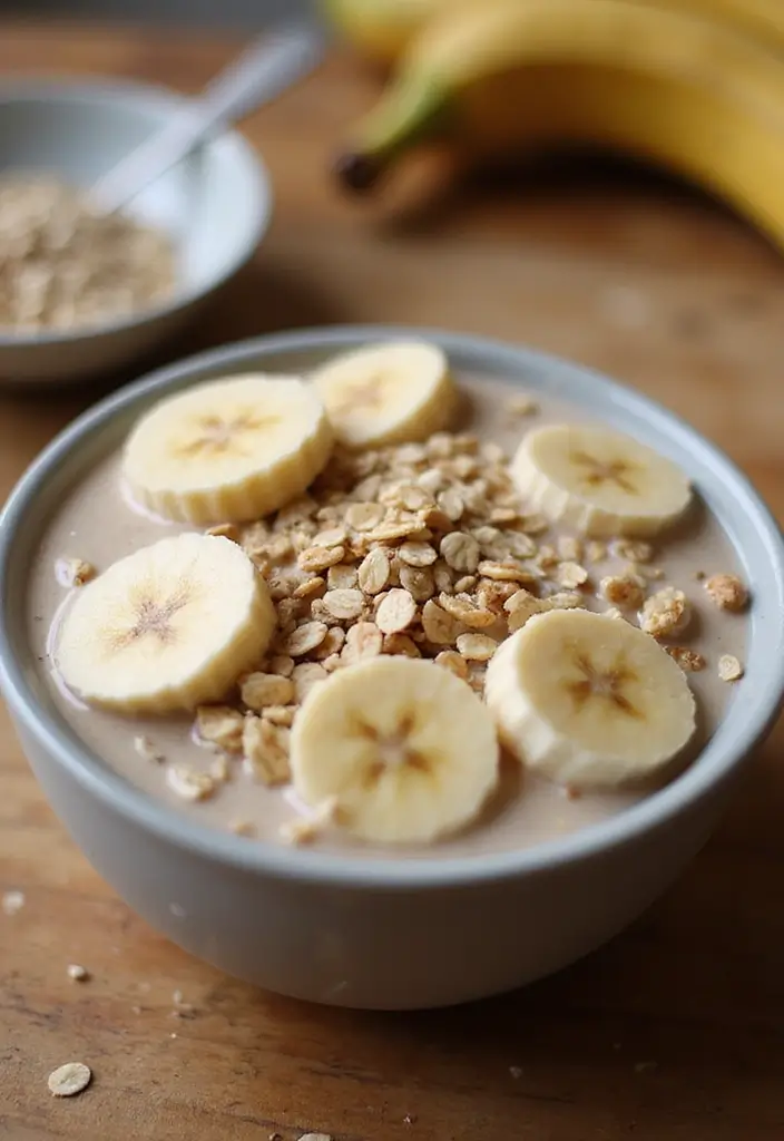25 Easy Smoothie Recipes with Frozen Fruit and Protein Shakes for Busy Mornings 48 25 Easy Smoothie Recipes with Frozen Fruit and Protein Shakes for Busy Mornings - 8. Nutty Banana Oatmeal Smoothie