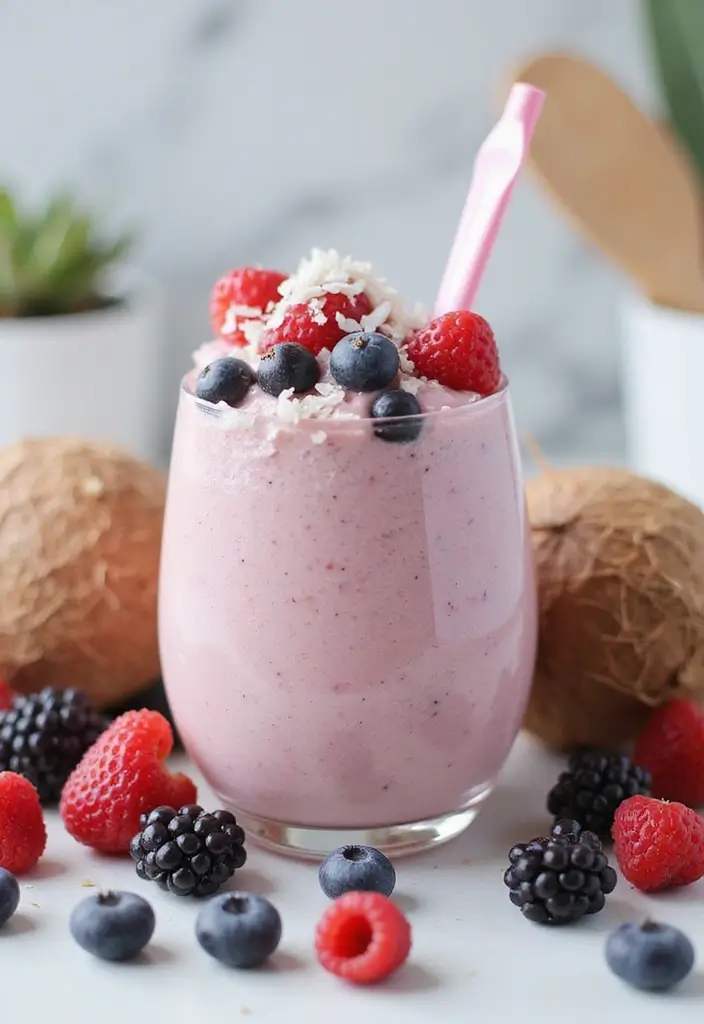25 Frozen Fruit Smoothie Recipes Perfect for Breakfast or Snacks 98 25 Frozen Fruit Smoothie Recipes Perfect for Breakfast or Snacks - 15. Creamy Coconut Berry Smoothie