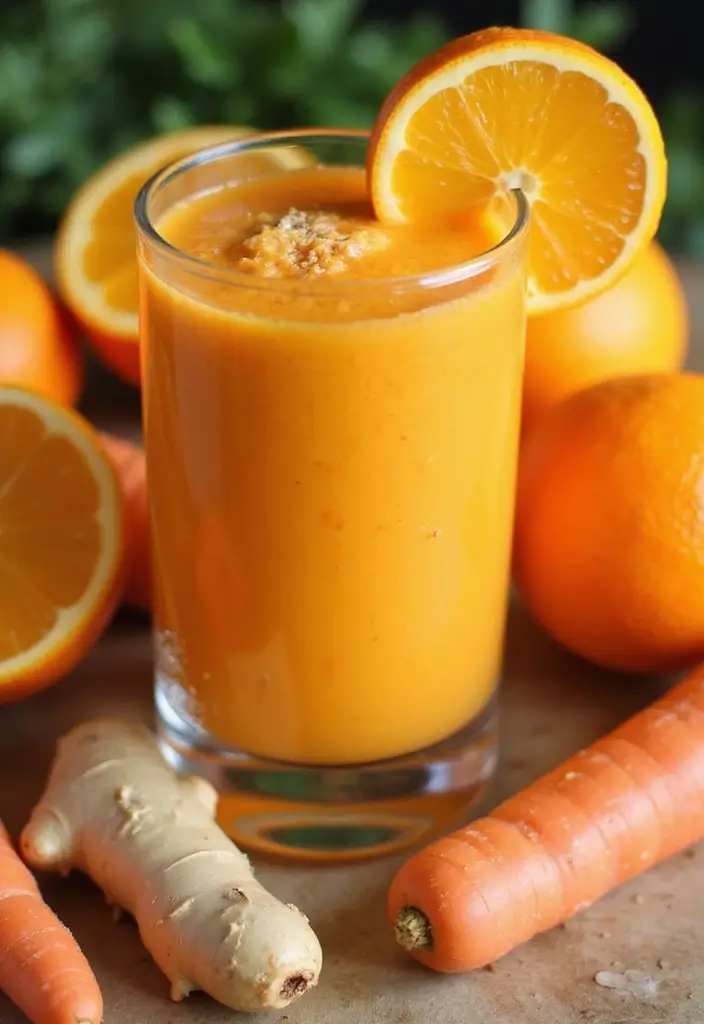 25 Fruit and Veggie Smoothie Recipes Packed with Vitamins and Fiber 105 25 Fruit and Veggie Smoothie Recipes Packed with Vitamins and Fiber - 17. Orange Carrot Ginger Smoothie