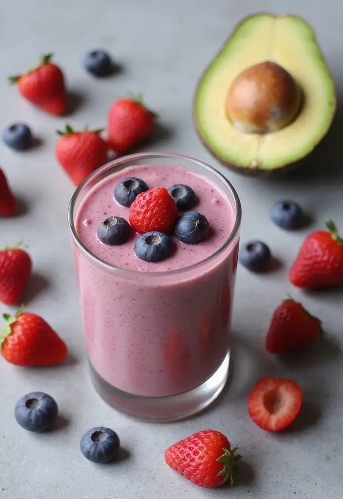 25 Fruit and Veggie Smoothie Recipes Packed with Vitamins and Fiber 136 25 Fruit and Veggie Smoothie Recipes Packed with Vitamins and Fiber - 22. Berry Avocado Smoothie
