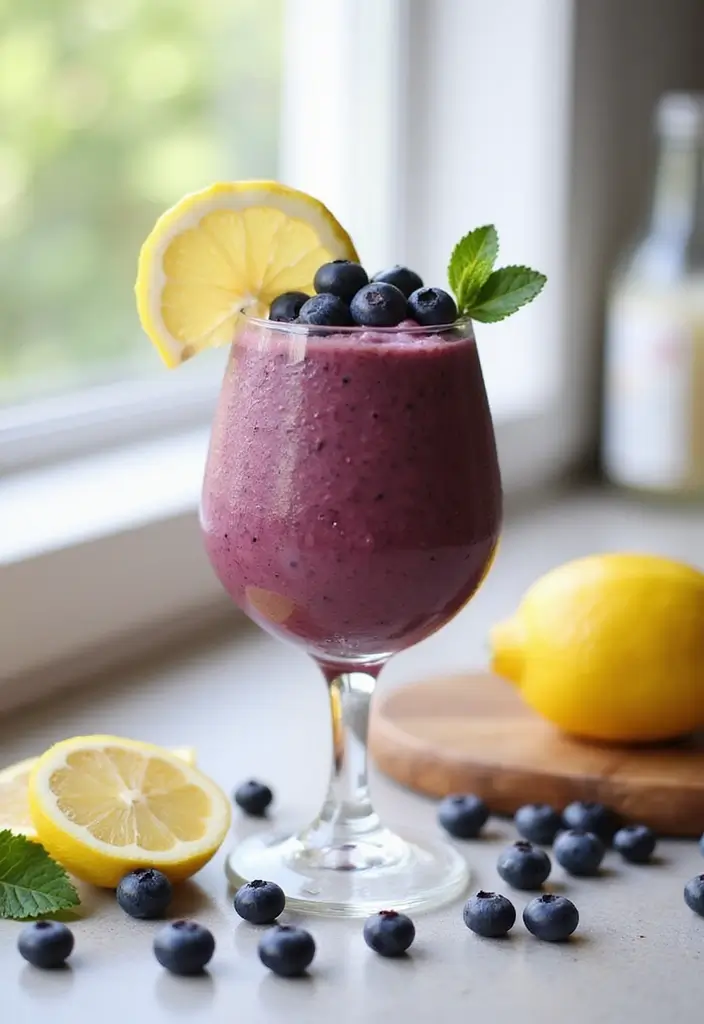 25 Healthy Low Carb Smoothie Recipes to Support Weight Goals - 14. Lemon Blueberry Smoothie