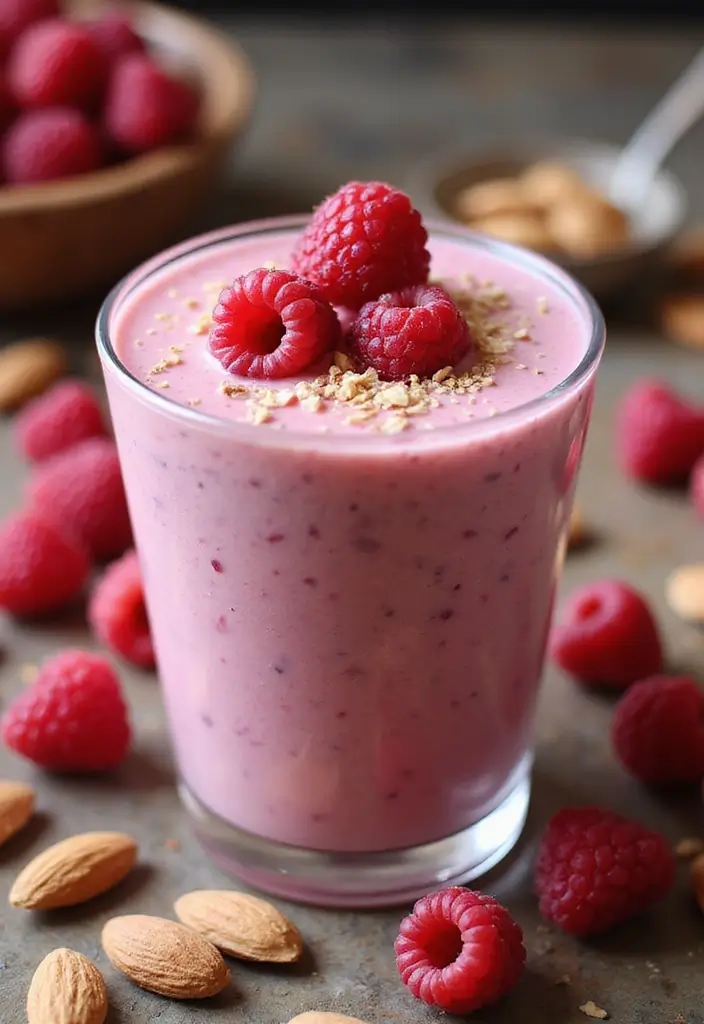 25 Healthy Low Carb Smoothie Recipes to Support Weight Goals - 16. Raspberry Almond Smoothie
