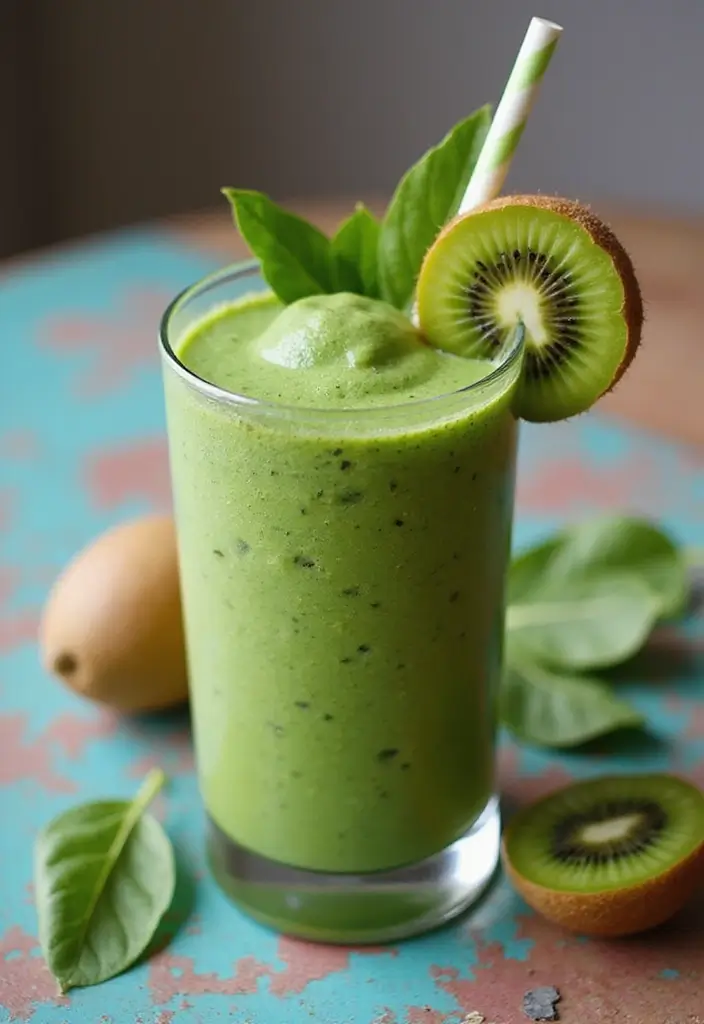 25 Healthy Low Carb Smoothie Recipes to Support Weight Goals - 22. Kiwi Spinach Smoothie