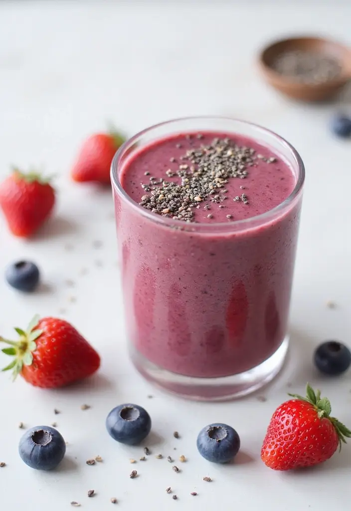 25 Healthy Low Carb Smoothie Recipes to Support Weight Goals - 7. Chia Seed Berry Smoothie