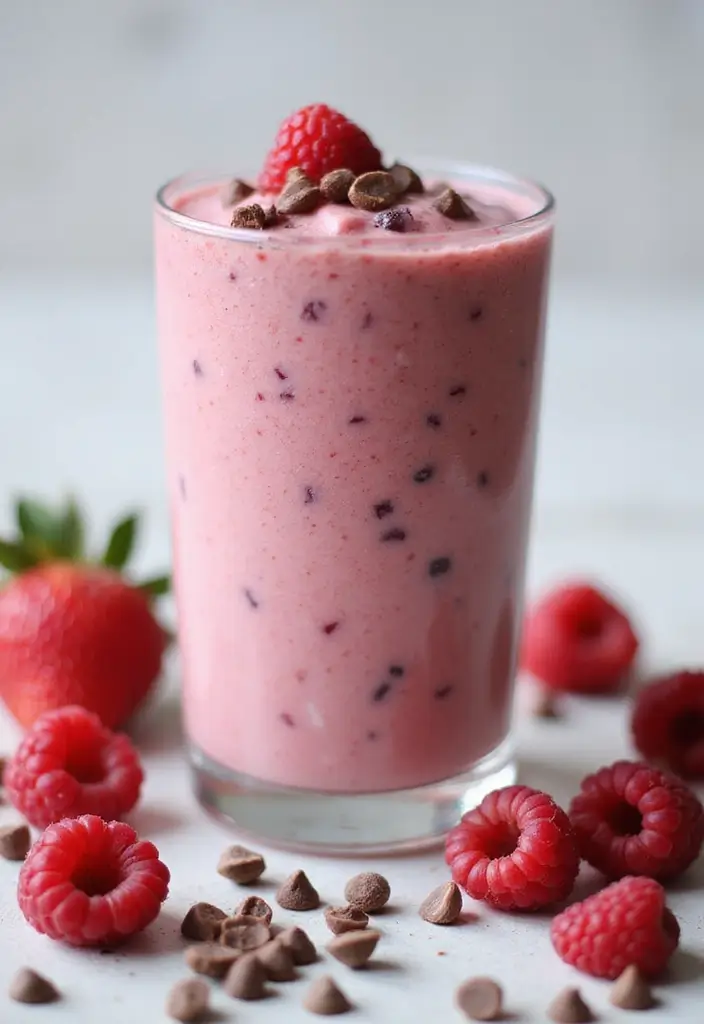 25 Protein Smoothie Recipes for Kids That Are Delicious and Nutritious 90 25 Protein Smoothie Recipes for Kids That Are Delicious and Nutritious - 14. Raspberry Chocolate Chip Smoothie