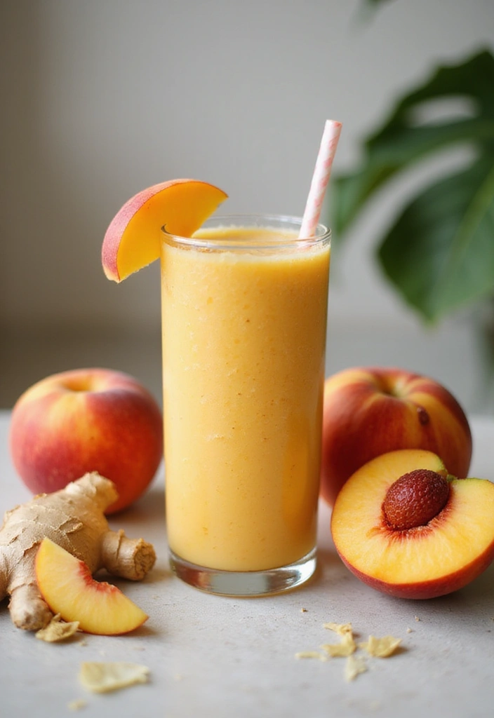 25 Smoothie Recipes for Hormone Balance and Overall Wellness 50 25 Smoothie Recipes for Hormone Balance and Overall Wellness - 8. Ginger Peach Smoothie