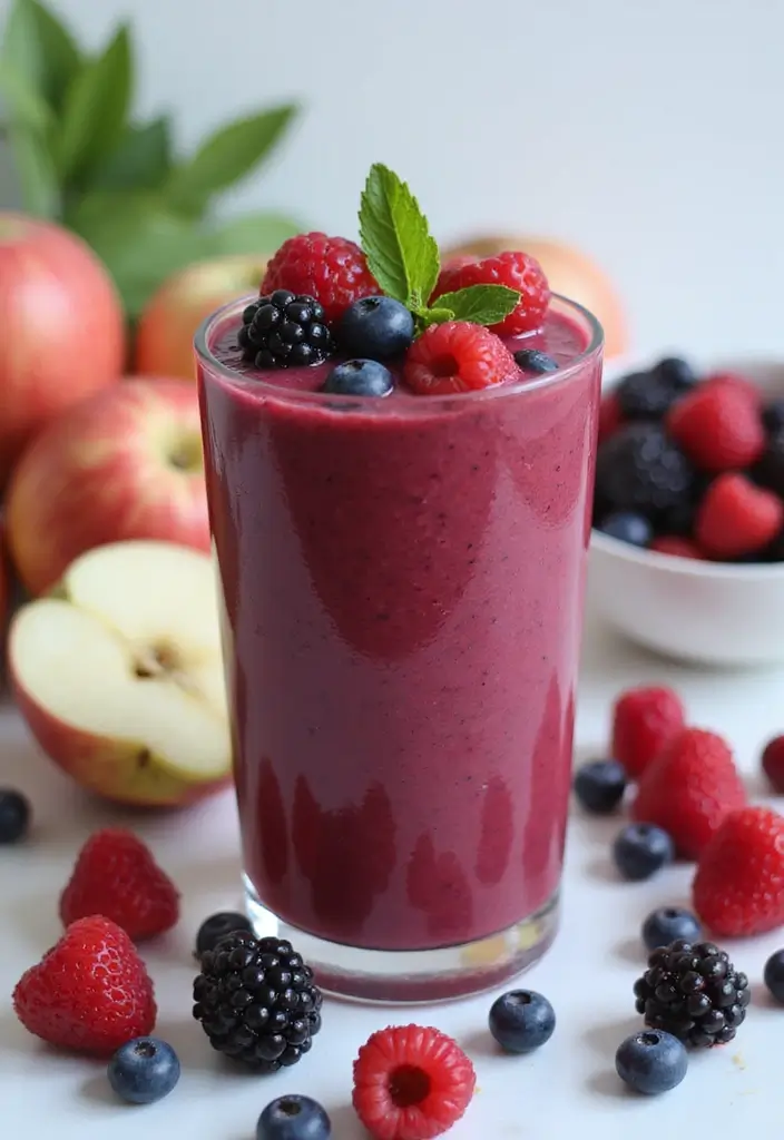 25 Smoothie Recipes with Apple Juice That Taste Naturally Sweet 8 25 Smoothie Recipes with Apple Juice That Taste Naturally Sweet - 2. Berry Blast Smoothie