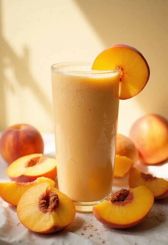 25 Smoothie Recipes with Apple Juice That Taste Naturally Sweet 27 25 Smoothie Recipes with Apple Juice That Taste Naturally Sweet - 5. Creamy Peach Smoothie