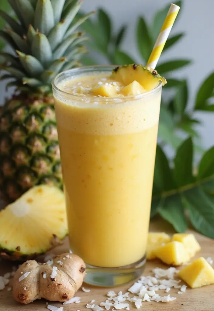 25 Smoothie Recipes with Greek Yogurt for a Thick, Creamy Texture 151 25 Smoothie Recipes with Greek Yogurt for a Thick, Creamy Texture - 23. Pineapple Ginger Smoothie