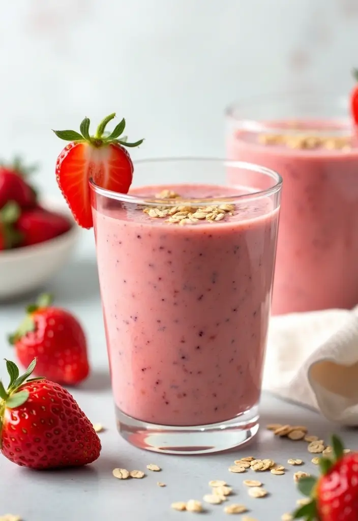 25 Smoothie Recipes with Greek Yogurt for a Thick, Creamy Texture 36 25 Smoothie Recipes with Greek Yogurt for a Thick, Creamy Texture - 6. Strawberry Oatmeal Smoothie