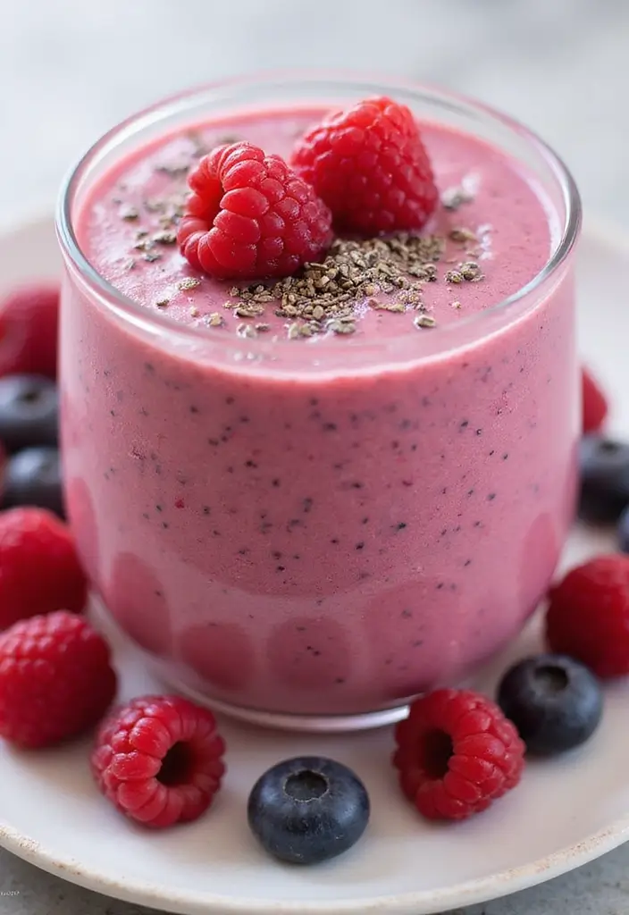 26 Easy 3-Ingredient Smoothie Recipes Anyone Can Make in Minutes - 11. Raspberry Chia Seed Smoothie