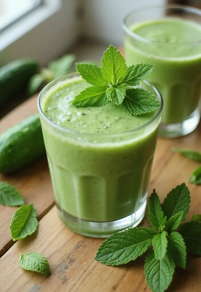 26 Green Smoothie Recipes without Banana That Still Taste Amazing 89 26 Green Smoothie Recipes without Banana That Still Taste Amazing - 15. Mint and Cucumber Smoothie