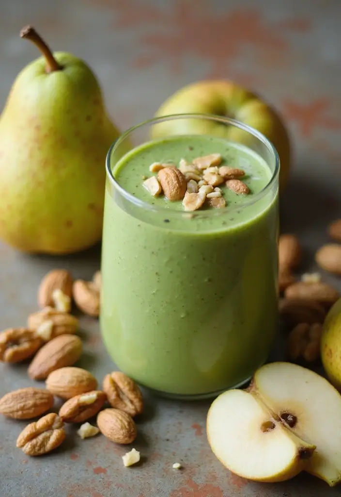 26 Green Smoothie Recipes without Banana That Still Taste Amazing 103 26 Green Smoothie Recipes without Banana That Still Taste Amazing - 17. Pear and Spinach Nut Smoothie