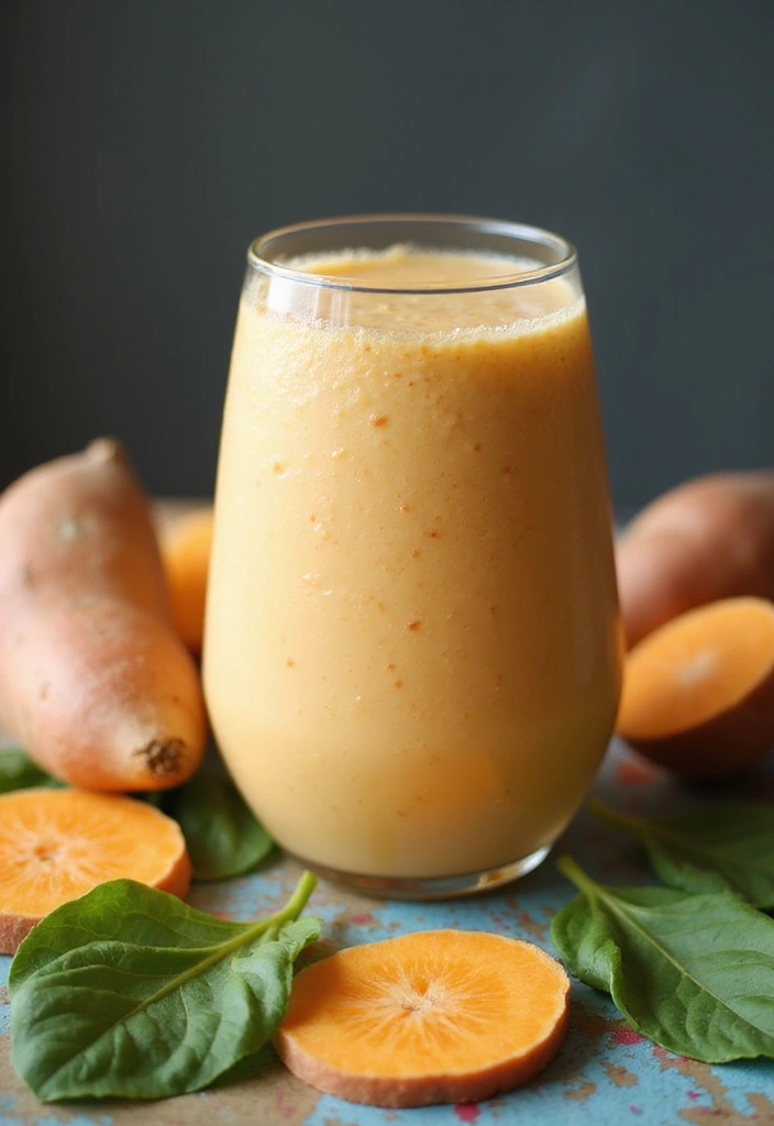 26 Green Smoothie Recipes without Banana That Still Taste Amazing 131 26 Green Smoothie Recipes without Banana That Still Taste Amazing - 21. Sweet Potato and Spinach Smoothie