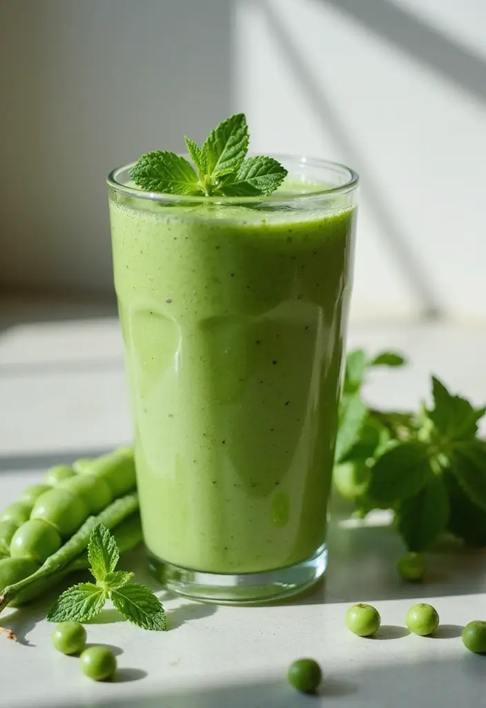 26 Green Smoothie Recipes without Banana That Still Taste Amazing 27 26 Green Smoothie Recipes without Banana That Still Taste Amazing - 5. Green Pea and Mint Smoothie