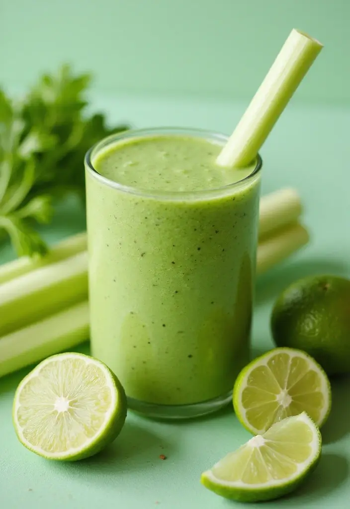 26 Green Smoothie Recipes without Banana That Still Taste Amazing 46 26 Green Smoothie Recipes without Banana That Still Taste Amazing - 8. Celery and Lime Smoothie