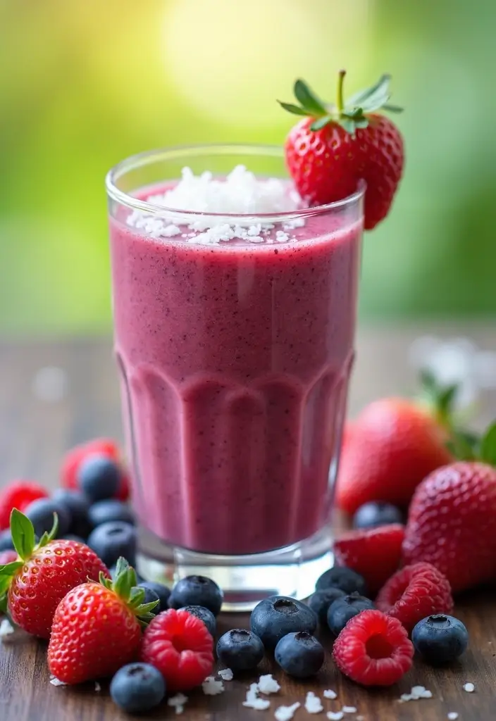 26 Healthy Fruit Smoothie Recipes for Energy and Glow 93 26 Healthy Fruit Smoothie Recipes for Energy and Glow - 15. Coconut Berry Bliss Smoothie