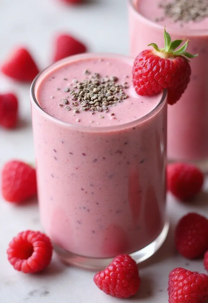 26 Healthy Fruit Smoothie Recipes for Energy and Glow 50 26 Healthy Fruit Smoothie Recipes for Energy and Glow - 8. Raspberry Chia Smoothie