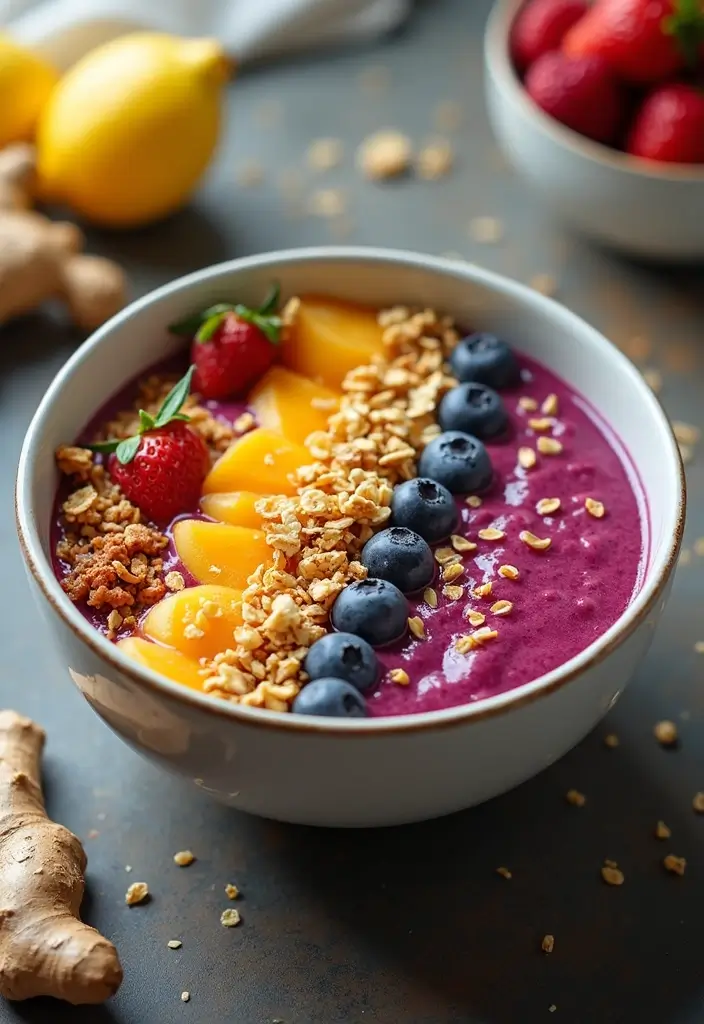 26 Lemon Ginger Smoothie Recipes for Immunity and Digestion 103 26 Lemon Ginger Smoothie Recipes for Immunity and Digestion - 17. Lemon Ginger Smoothie Bowl