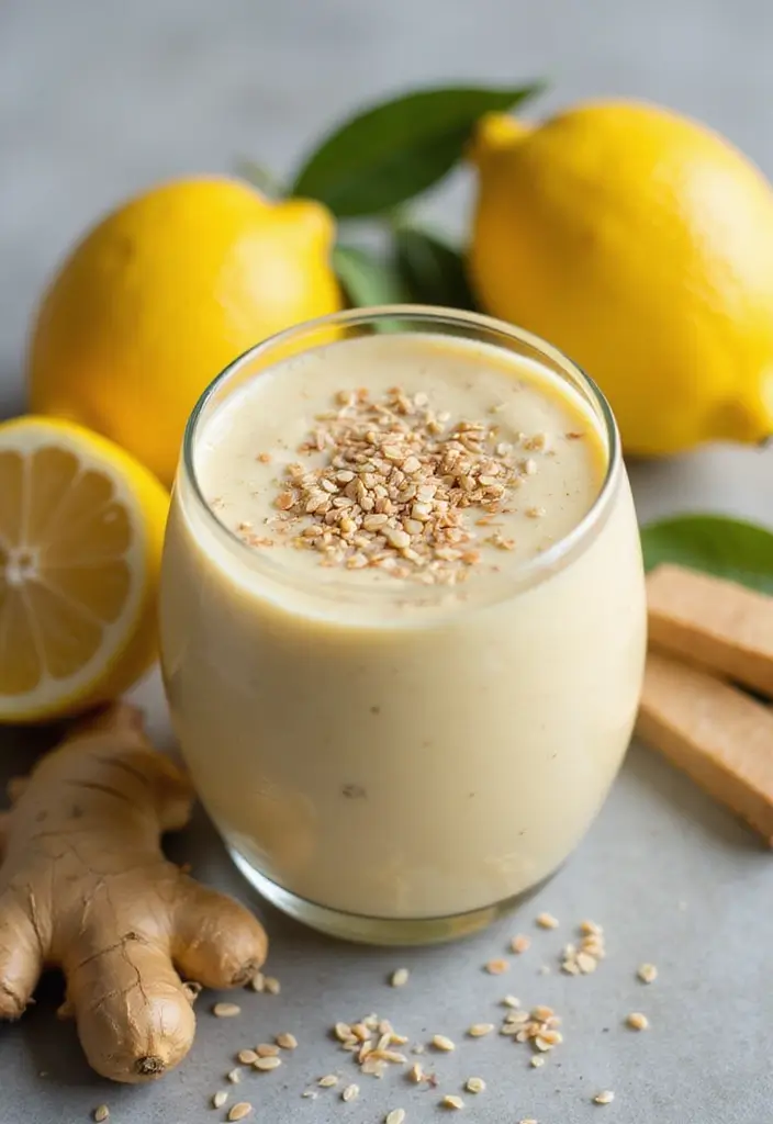 26 Lemon Ginger Smoothie Recipes for Immunity and Digestion 120 26 Lemon Ginger Smoothie Recipes for Immunity and Digestion - 20. Lemon Ginger Smoothie with Flaxseeds