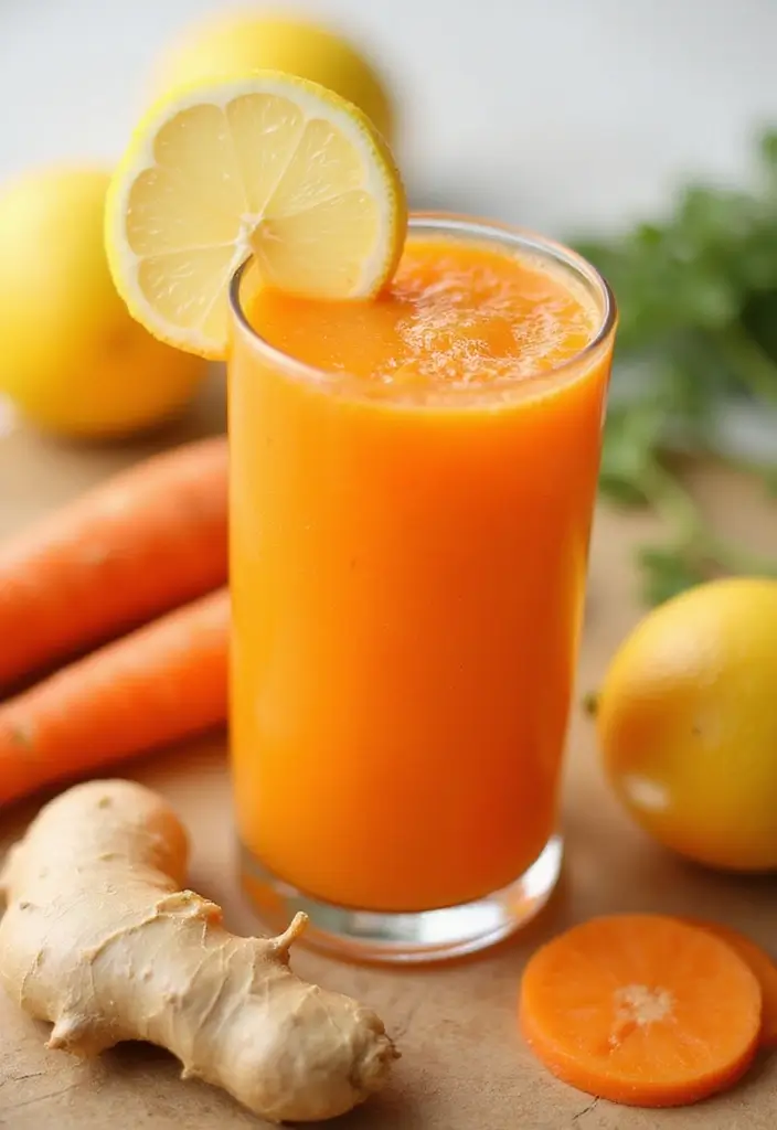 26 Lemon Ginger Smoothie Recipes for Immunity and Digestion 134 26 Lemon Ginger Smoothie Recipes for Immunity and Digestion - 22. Lemon Ginger Smoothie with Carrot