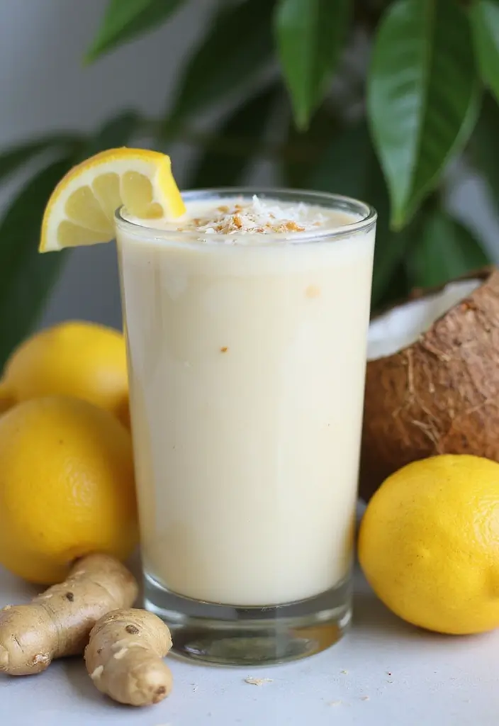 26 Lemon Ginger Smoothie Recipes for Immunity and Digestion 154 26 Lemon Ginger Smoothie Recipes for Immunity and Digestion - 26. Lemon Ginger Smoothie with Coconut