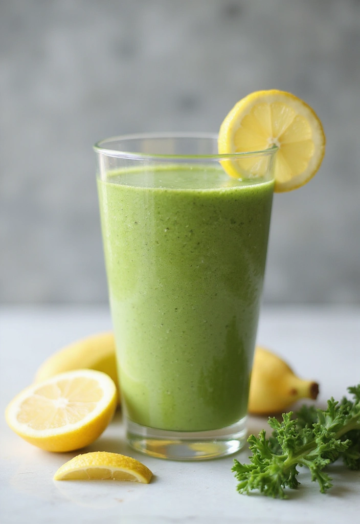 27 Banana Kale Smoothie Recipes for a Nutrient-Packed Drink 70 27 Banana Kale Smoothie Recipes for a Nutrient-Packed Drink - 14. Green Detox Banana Kale Smoothie