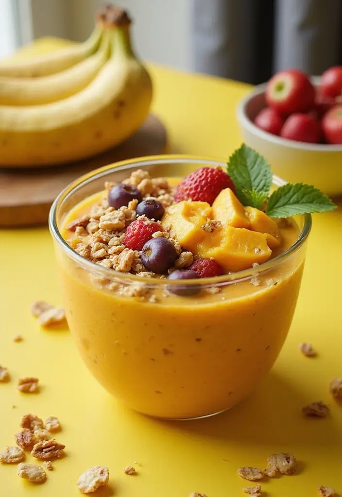 27 Banana and Mango Smoothie Recipes That Taste Like Summer in a Glass 69 27 Banana and Mango Smoothie Recipes That Taste Like Summer in a Glass - 11. Mango Banana Smoothie Bowl