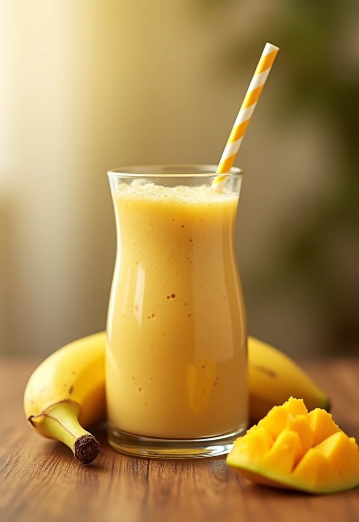 27 Banana and Mango Smoothie Recipes That Taste Like Summer in a Glass 95 27 Banana and Mango Smoothie Recipes That Taste Like Summer in a Glass - 15. Mango Banana Breakfast Smoothie