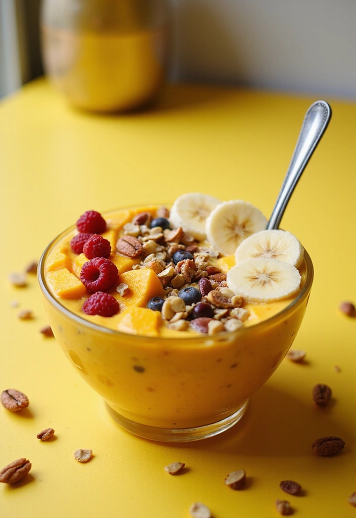 27 Banana and Mango Smoothie Recipes That Taste Like Summer in a Glass 168 27 Banana and Mango Smoothie Recipes That Taste Like Summer in a Glass - 26. Peanut Butter Banana Mango Smoothie Bowl