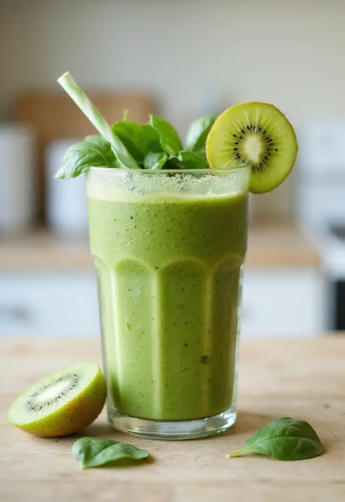 27 Belly Fat Smoothie Recipes That Support a Leaner Body 64 27 Belly Fat Smoothie Recipes That Support a Leaner Body - 10. Spinach and Kiwi Smoothie