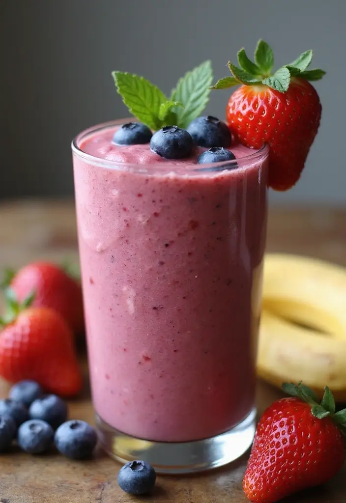 27 Frozen Banana Smoothie Recipes That Are Creamy and Delicious 8 27 Frozen Banana Smoothie Recipes That Are Creamy and Delicious - 2. Berry-Banana Delight