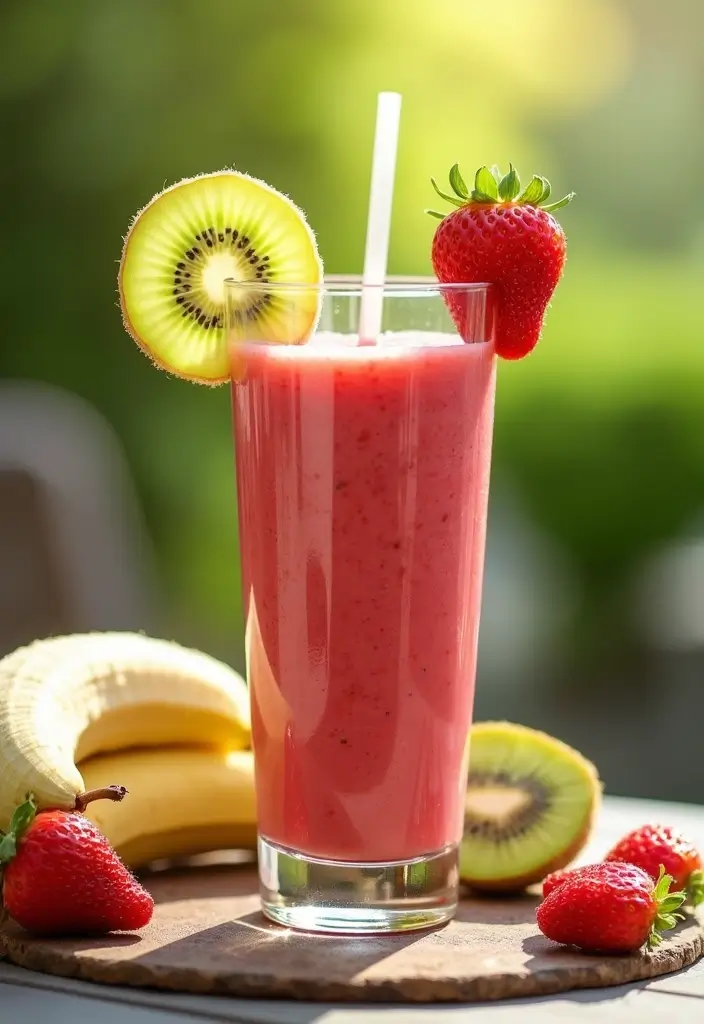 27 Frozen Banana Smoothie Recipes That Are Creamy and Delicious 163 27 Frozen Banana Smoothie Recipes That Are Creamy and Delicious - 25. Strawberry Kiwi Banana Smoothie