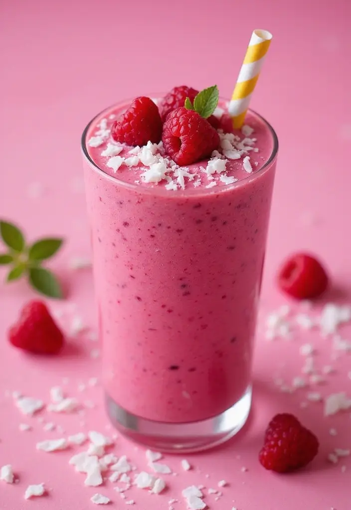 27 Pea Protein Powder Smoothie Recipes for Clean Plant-Based Energy 104 27 Pea Protein Powder Smoothie Recipes for Clean Plant-Based Energy - 16. Raspberry Coconut Protein Shake