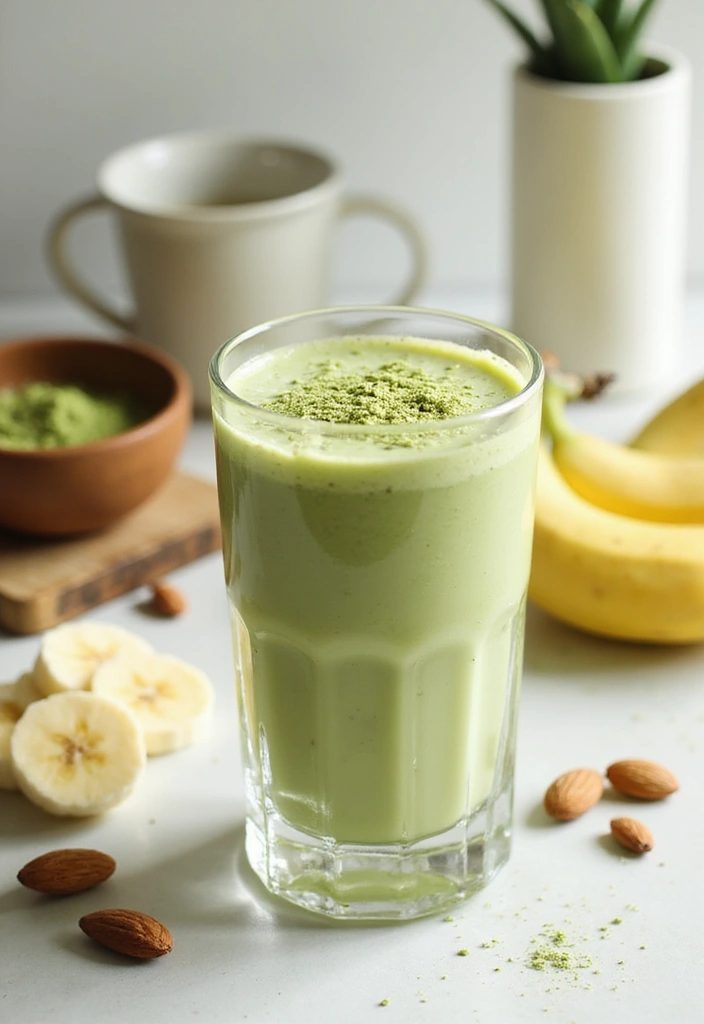 27 Smoothie Recipes for Healthy Weight Gain with Natural Ingredients 85 27 Smoothie Recipes for Healthy Weight Gain with Natural Ingredients - 13. Matcha Banana Almond Milk Smoothie
