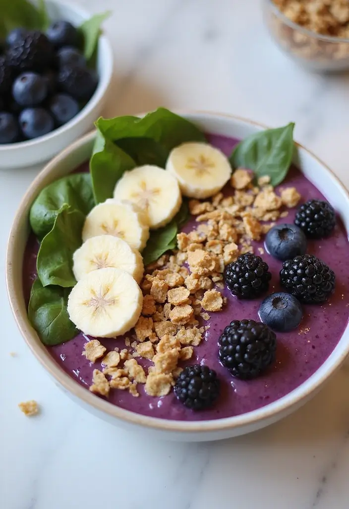 27 Spinach Smoothie Recipes for Kids That Actually Taste Good 60 27 Spinach Smoothie Recipes for Kids That Actually Taste Good - 10. Spinach Blueberry Smoothie Bowl