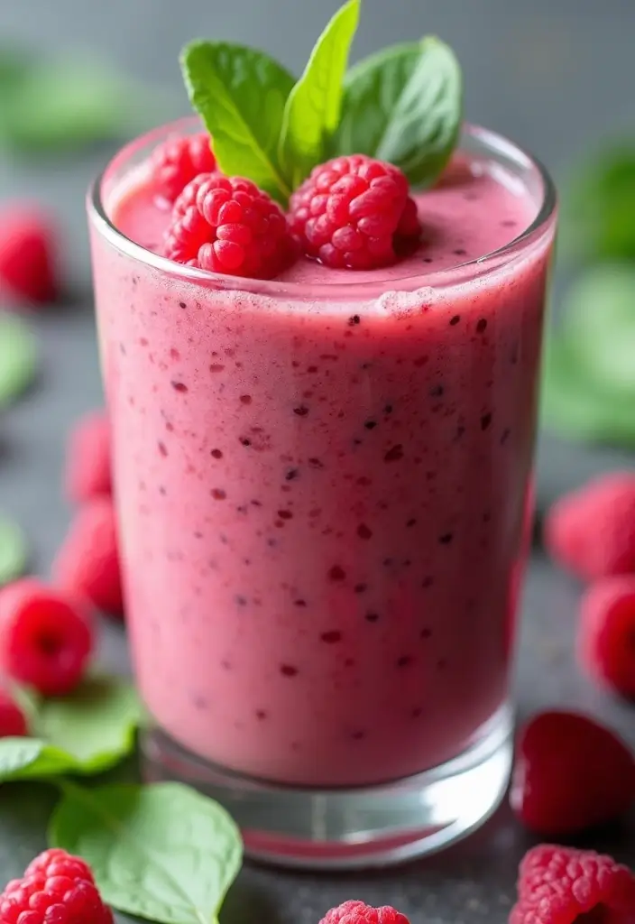 27 Spinach Smoothie Recipes for Kids That Actually Taste Good 65 27 Spinach Smoothie Recipes for Kids That Actually Taste Good - 11. Spinach and Raspberry Smoothie